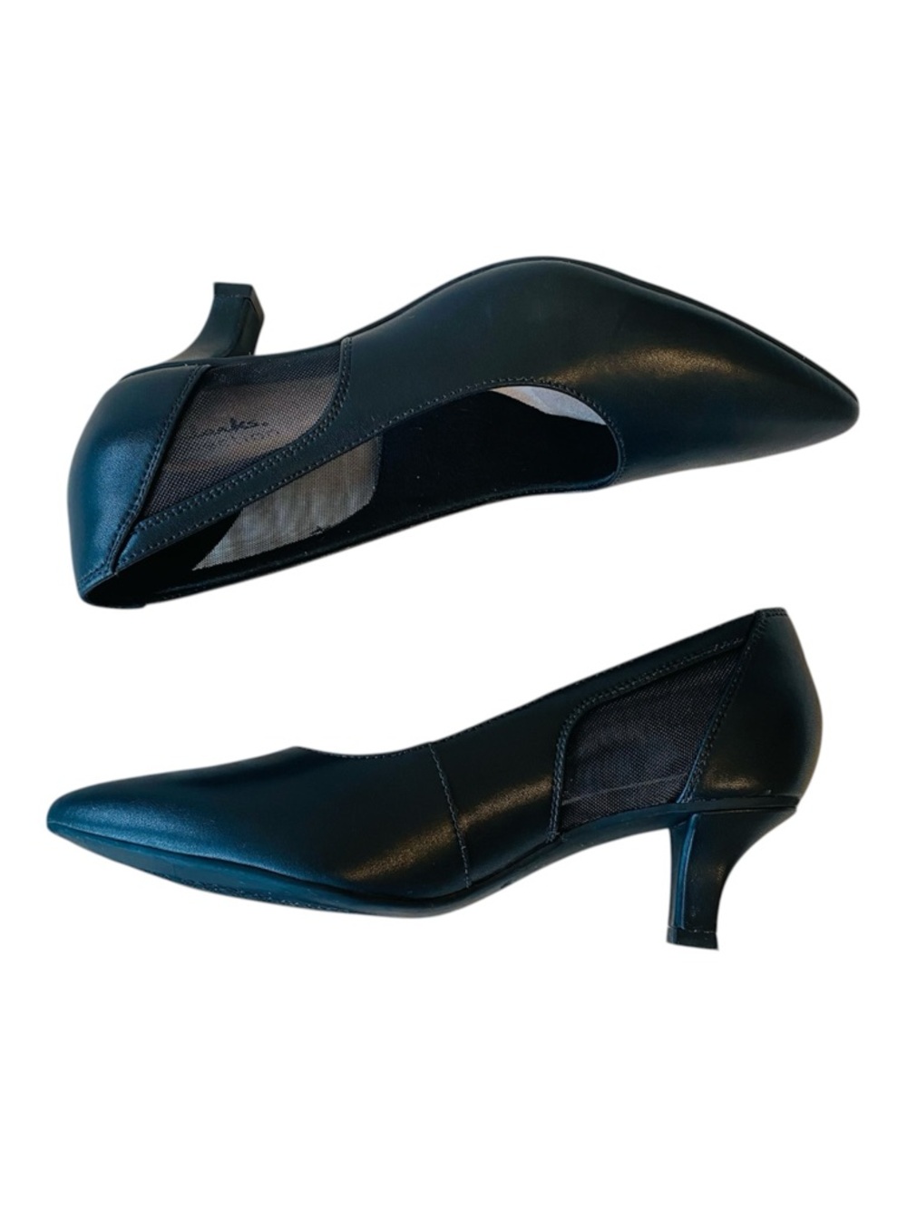 Clarks Kepley Cora Pumps Women’s 6 Black Leather Pointed Toe Kitten Heel